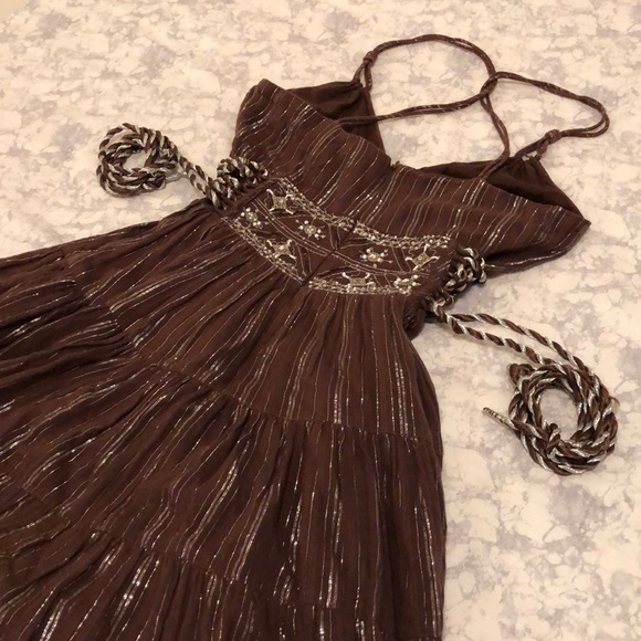 Brown Sundress with Silver Metallic Accents - Picture 7 of 8